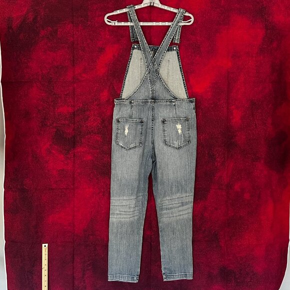 WOMENS LOVE CULTURE JEANS OVERALLS, LIGHT BLUE DENIM, DISTRESSED, MEDIUM SIZE - Picture 6 of 15